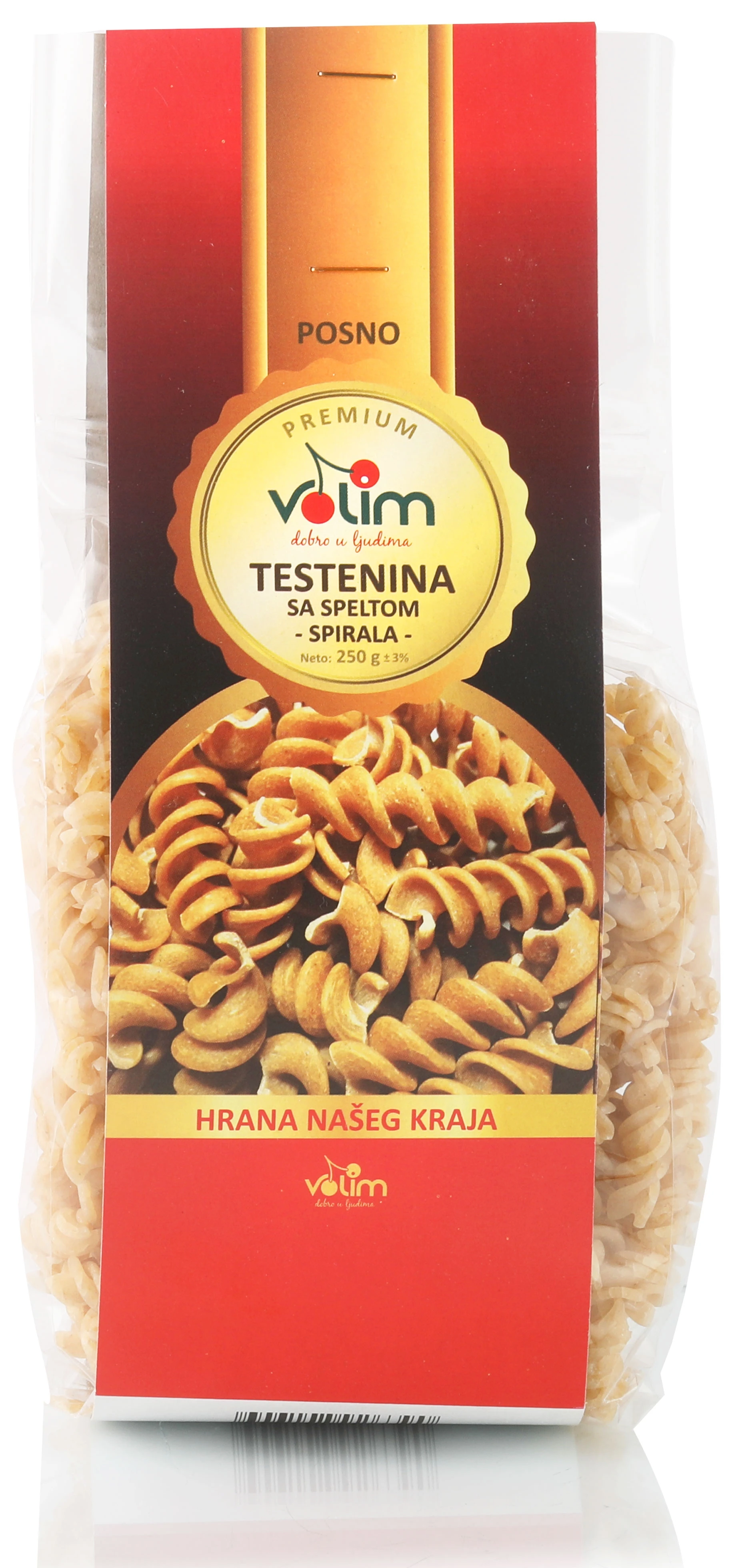 Testenina sa speltom - spirale 250 g Volim